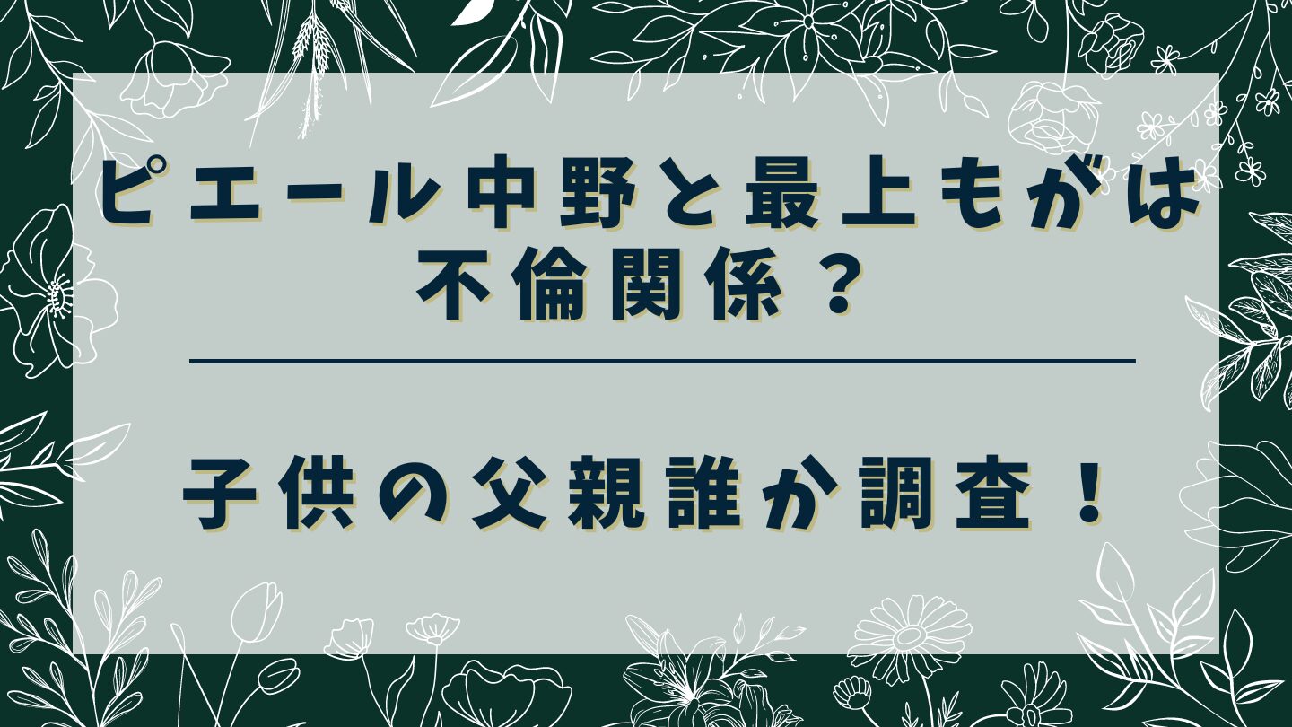 ピエール中野と最上もがは不倫関係？子供の父親誰か調査！